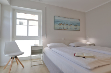 Haus am Meer, Whg.06 - Blick in das Schlafzimmer mit einem schönen Doppelbett